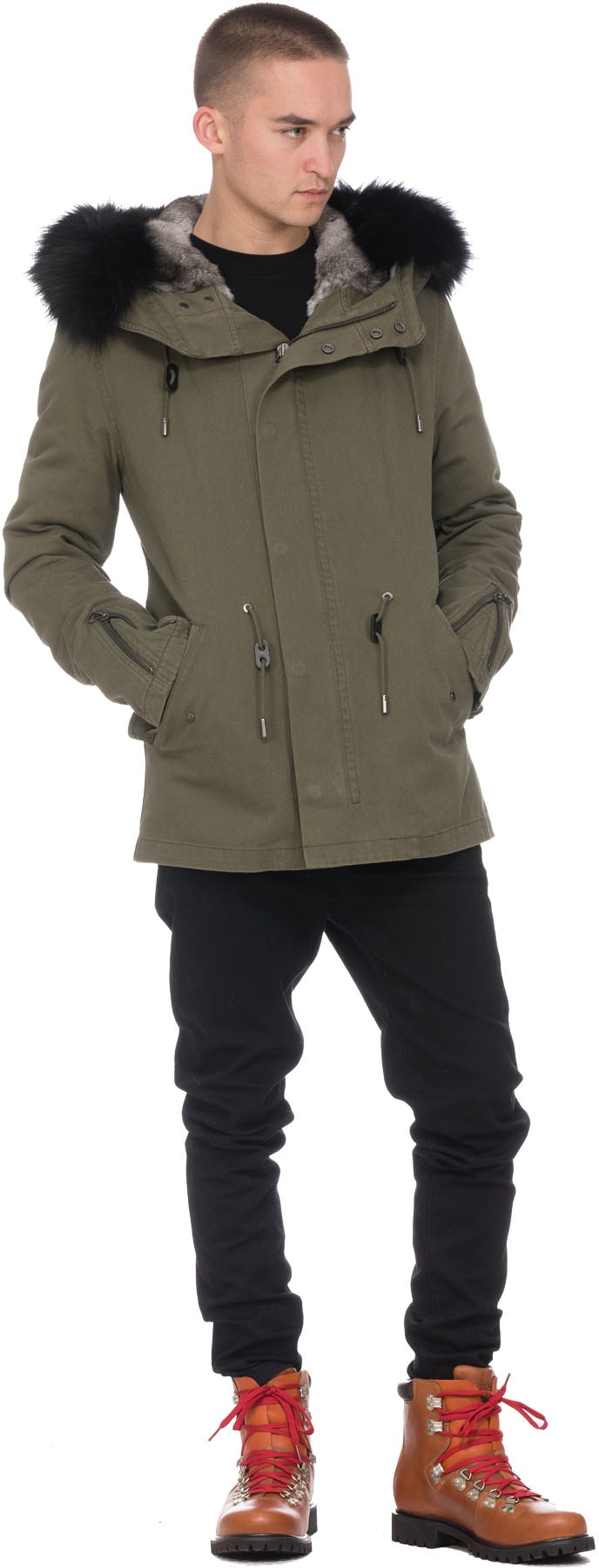 Yves Salomon: Green Rex Rabbit Lined Parka - 4