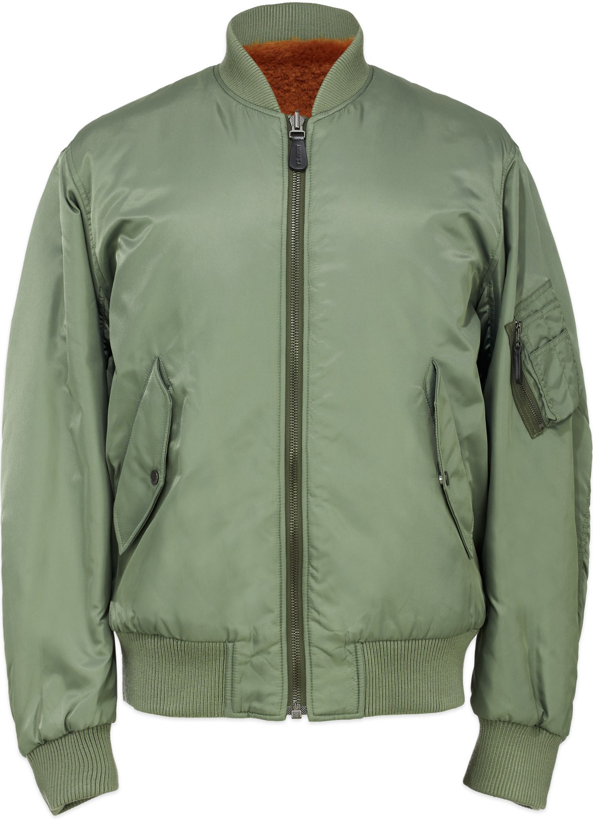 Yves Salomon: Green Reversible Merino Wool Logo Bomber - 1