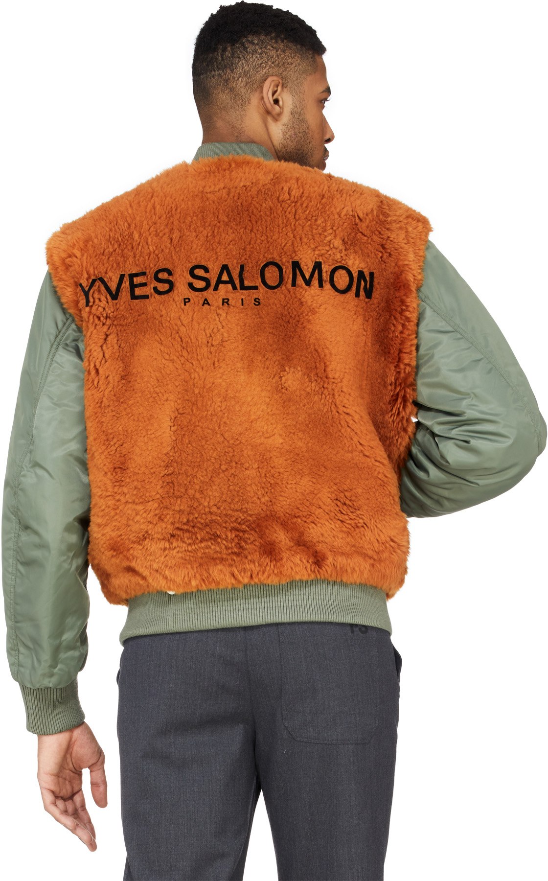 Yves Salomon: Green Reversible Merino Wool Logo Bomber - 4