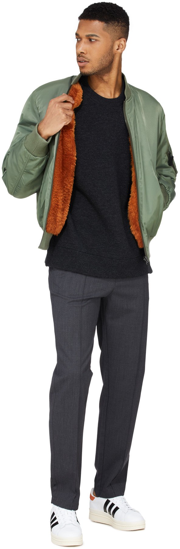 Yves Salomon: Green Reversible Merino Wool Logo Bomber - 6