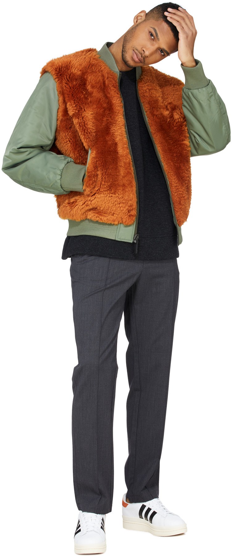 Yves Salomon: Green Reversible Merino Wool Logo Bomber - 7