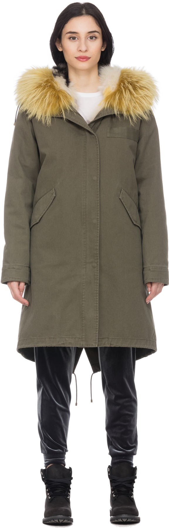 Yves Salomon: Vert Parka Étoile Sable Vert - 1