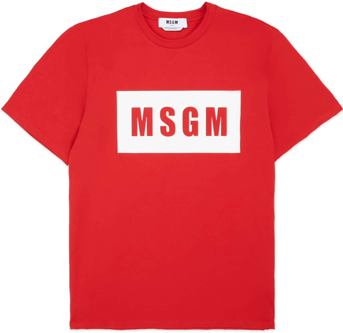 MSGM: Red Box Logo T-Shirt - 1