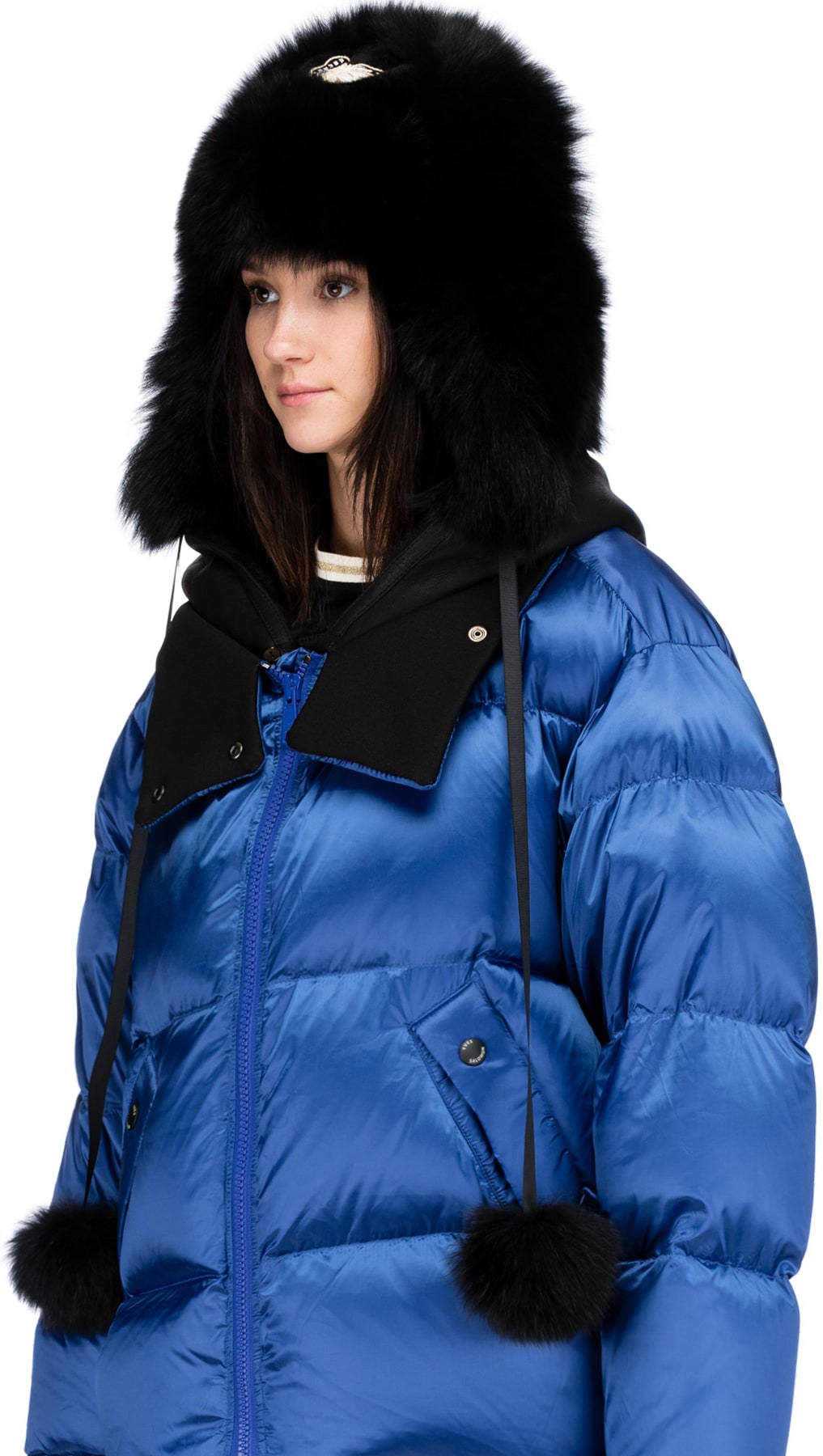 Yves Salomon: Noir Tuque Aviator Papillon Fourrure Pom-pom Noir - 2