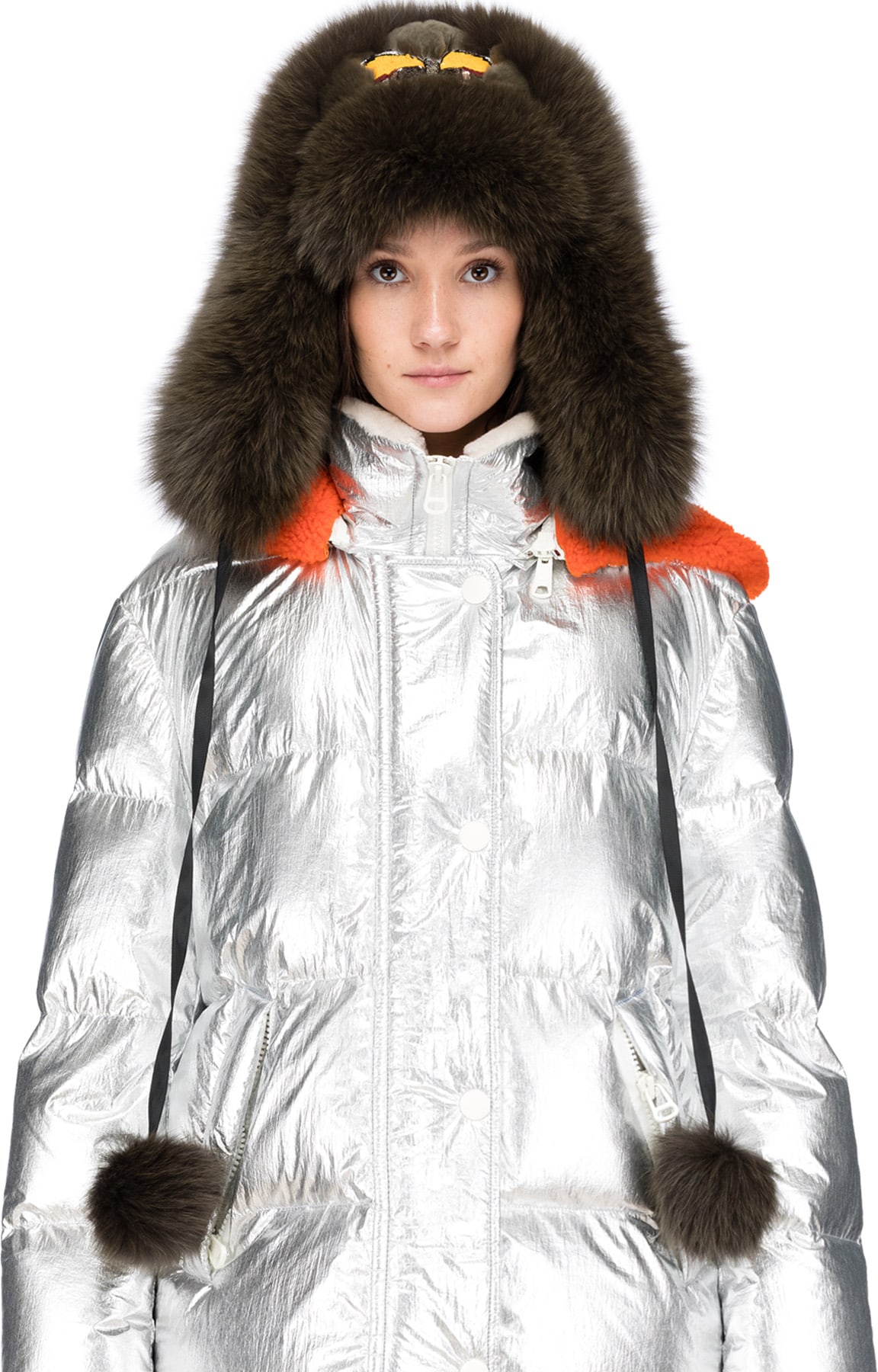 Yves Salomon: Vert Tuque Aviator Papillon Fourrure Pom-pom Vert - 1