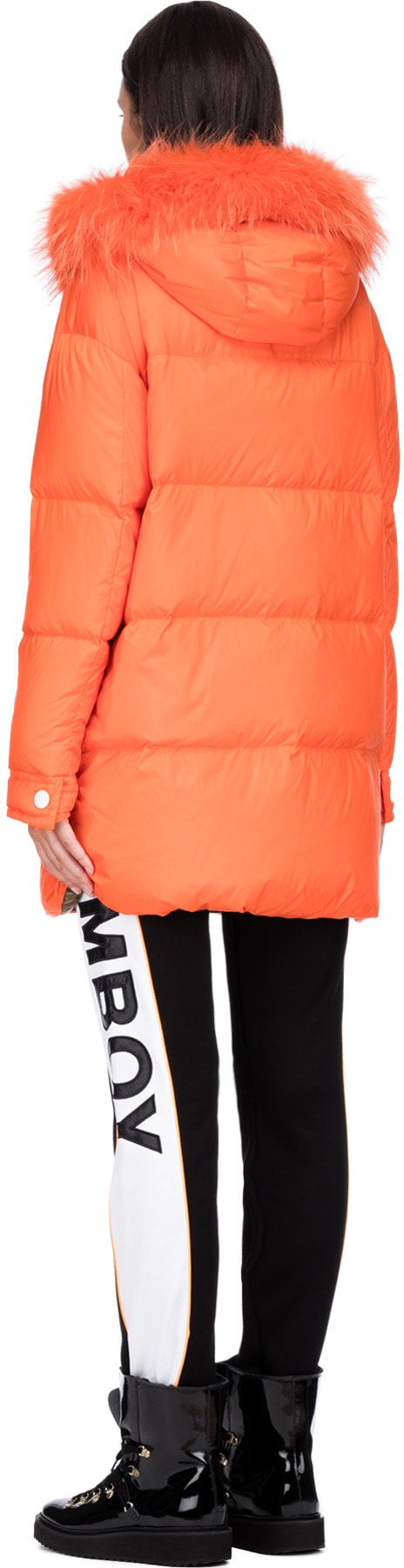Yves Salomon: Orange Hooded Nylon Down Jacket - 3