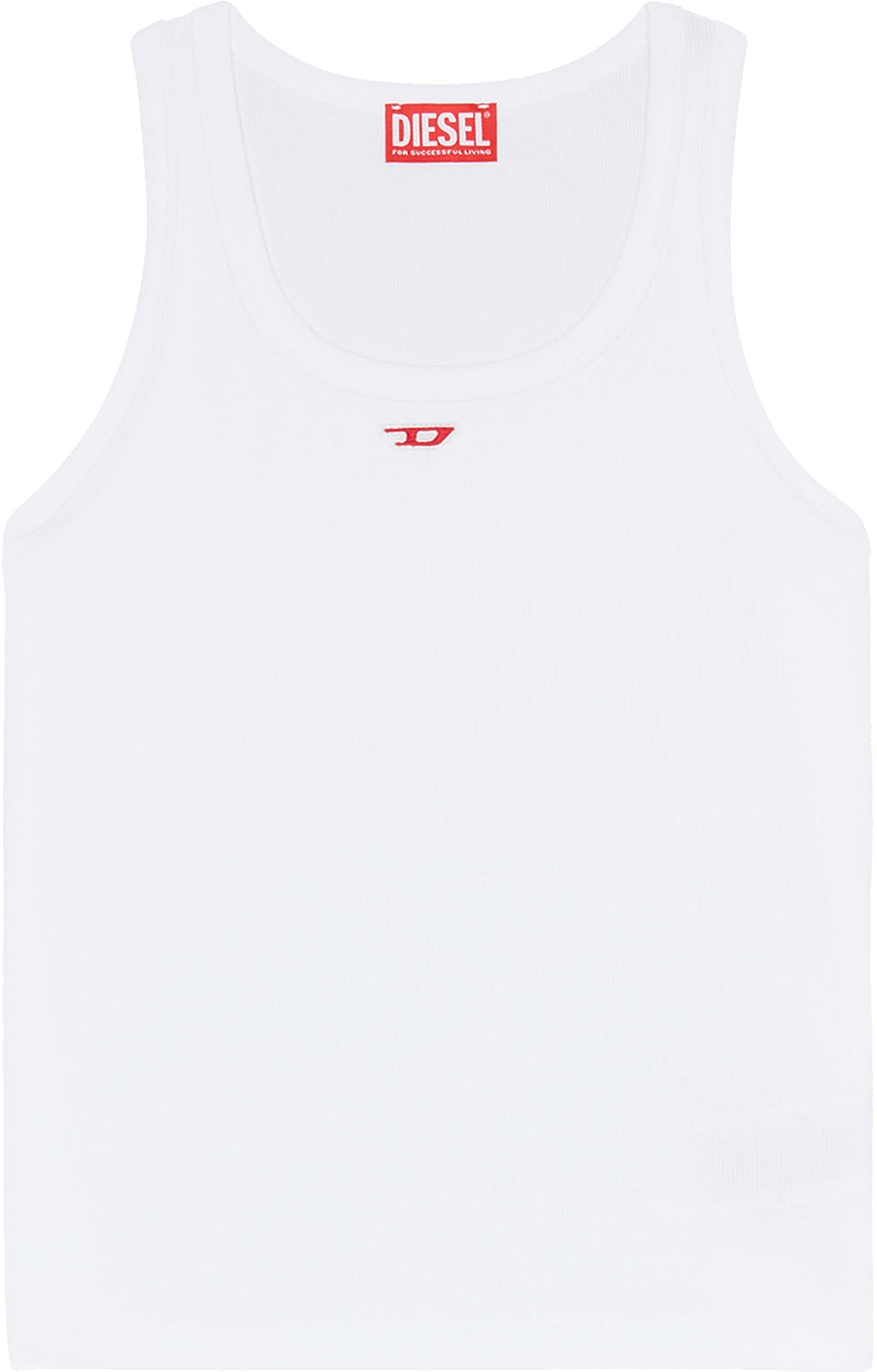 Diesel: White D Patch Tank Top - 1