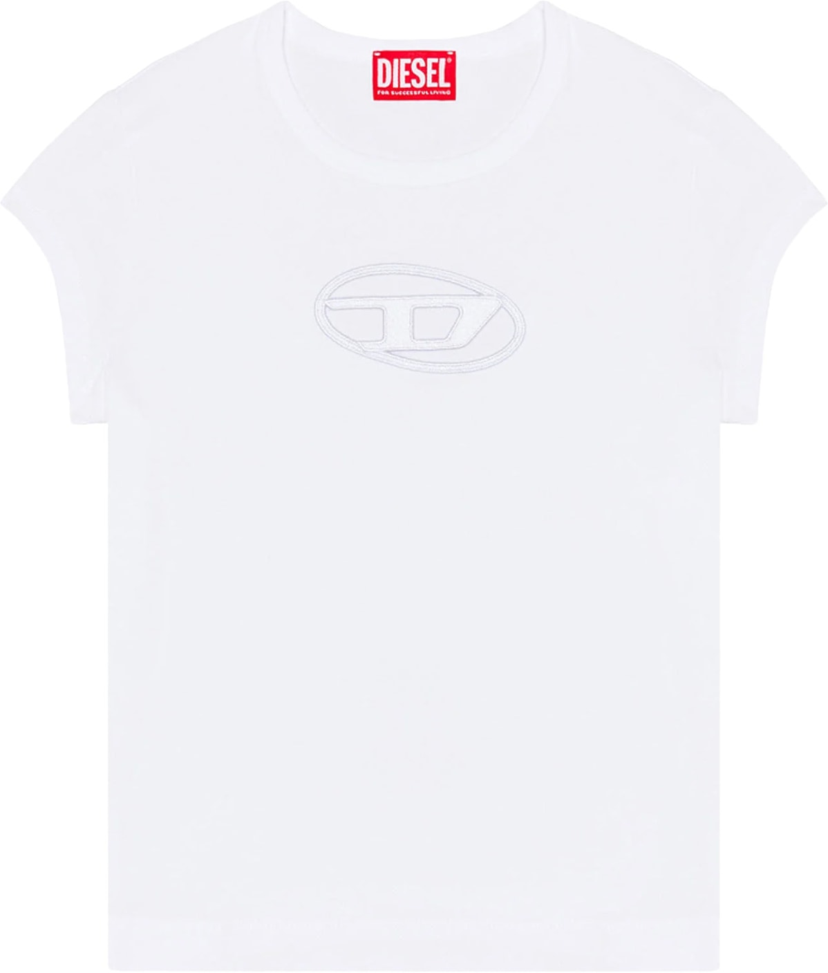 Diesel: White Angie Peekaboo Logo T-Shirt - 1