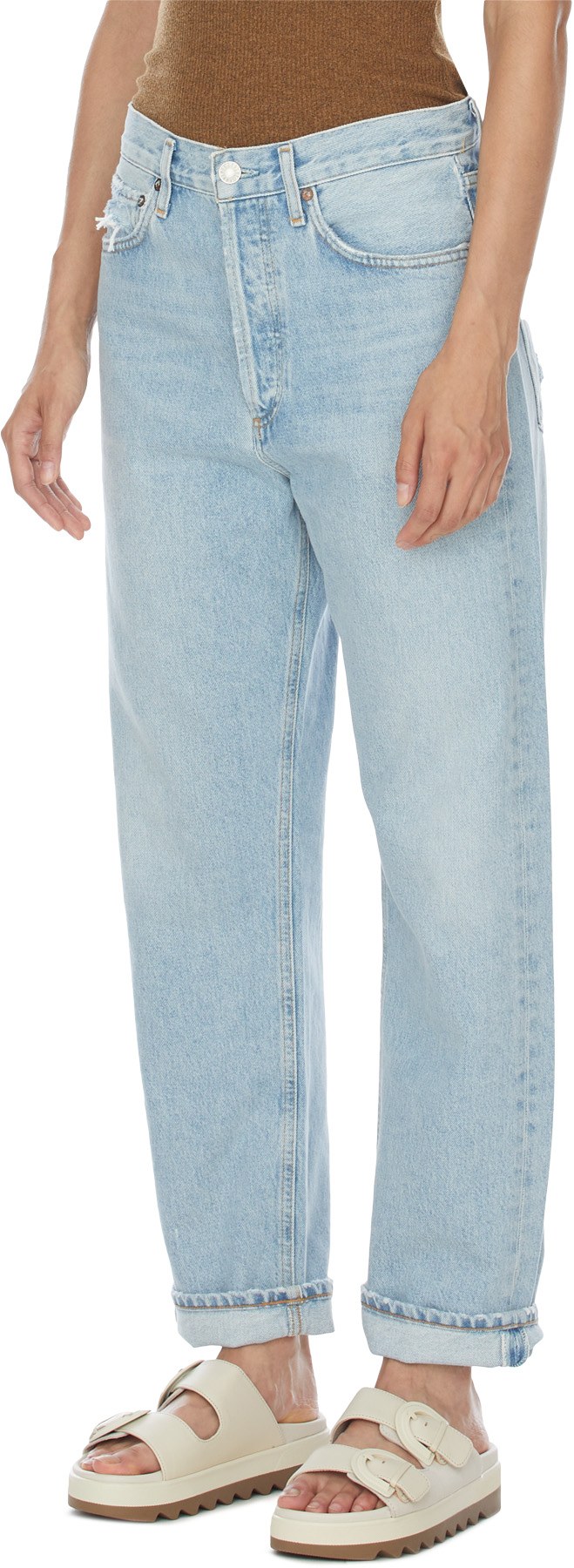 AGOLDE: Blue 90's Mid Rise Straight Jeans - 2