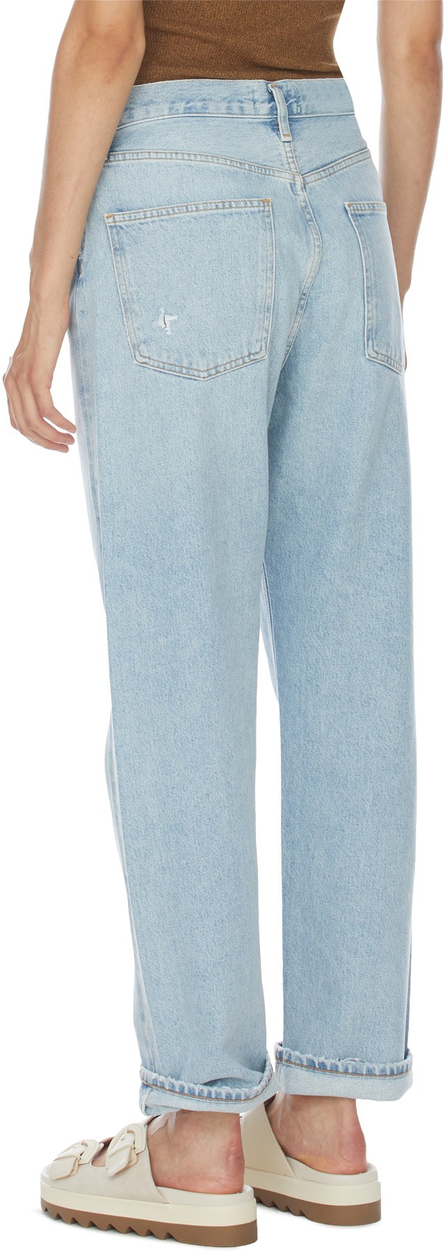 AGOLDE: Blue 90's Mid Rise Straight Jeans - 3