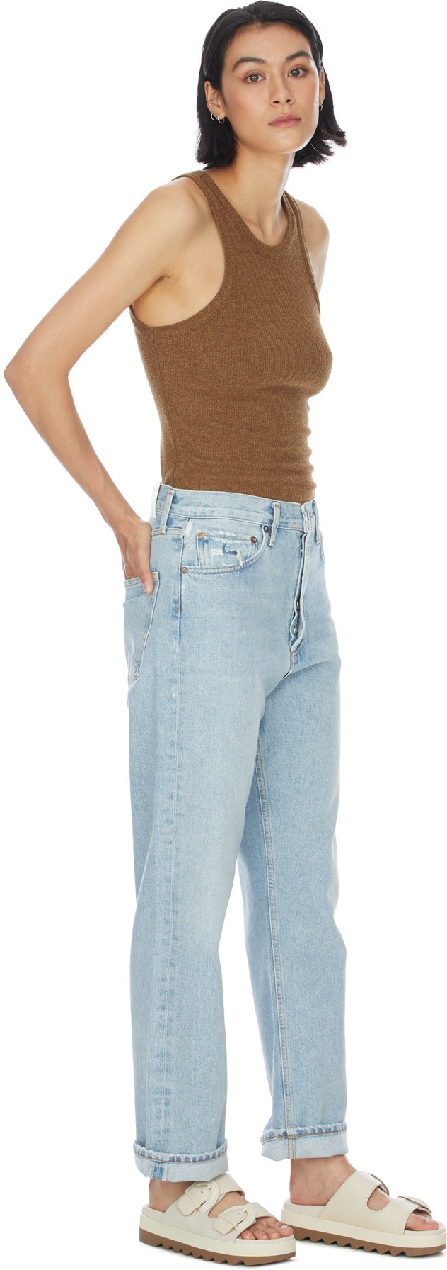 AGOLDE: Blue 90's Mid Rise Straight Jeans - 4