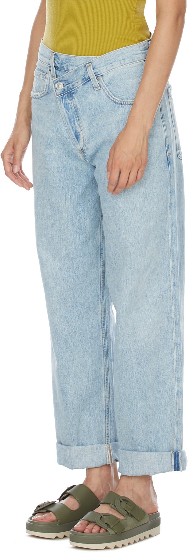 AGOLDE: Blue Criss Cross Upsized Jeans - 2