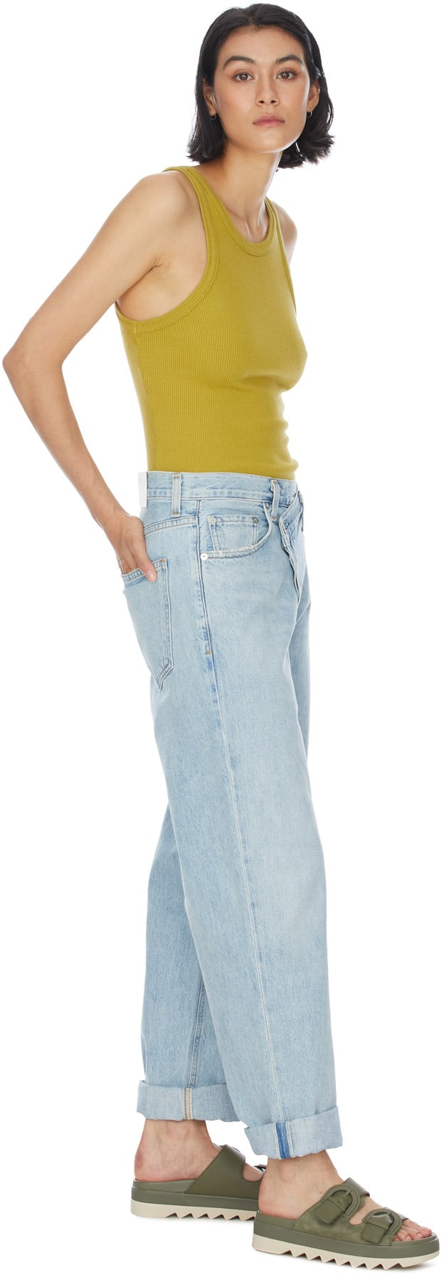 AGOLDE: Blue Criss Cross Upsized Jeans - 4