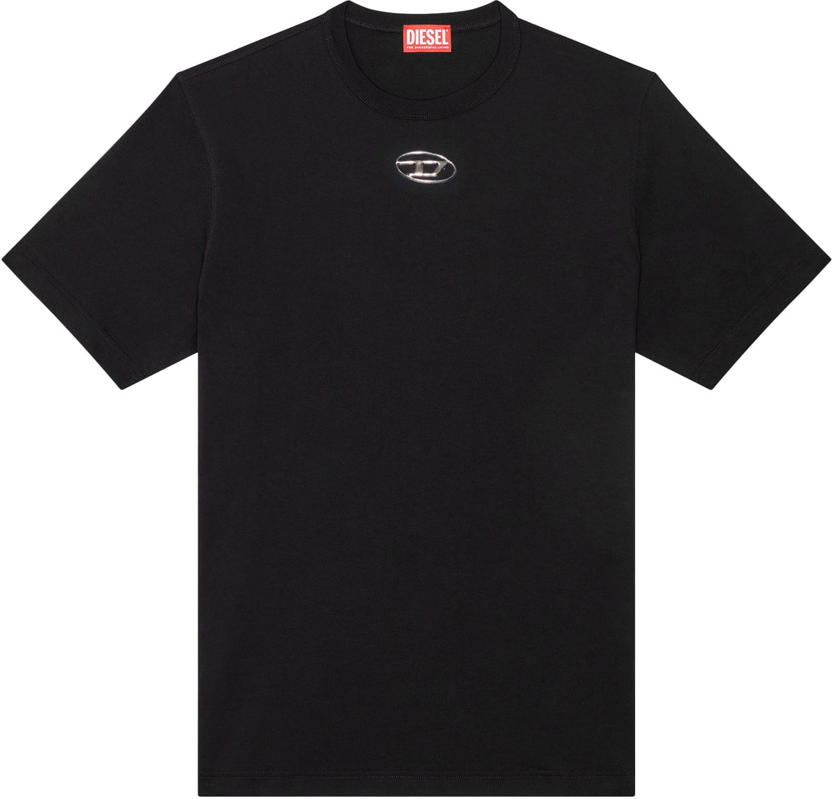 Diesel: Black Metallic Molded Logo T-Shirt - 1