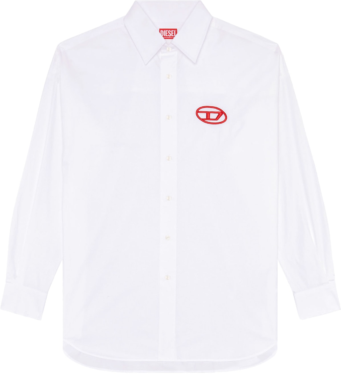 Diesel: White Plain Poplin Shirt - 1