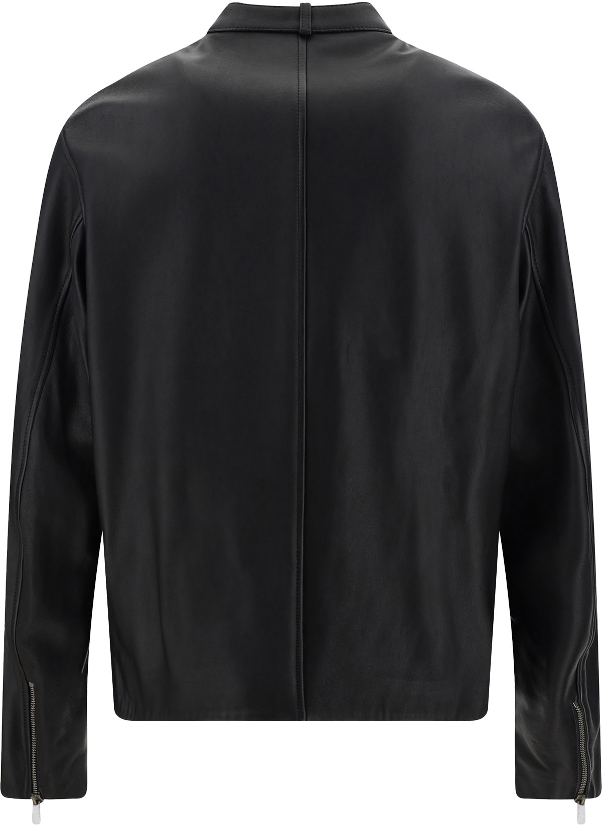 Diesel: Black Leather Biker Jacket - 2