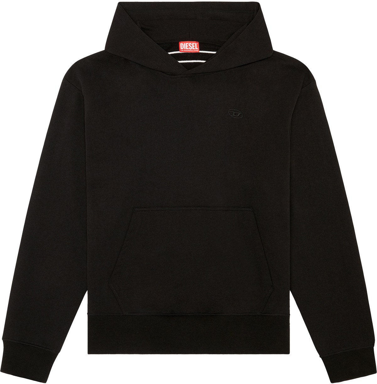 Diesel: Noir Sweat à capuche Mega Oval D Noir - 1