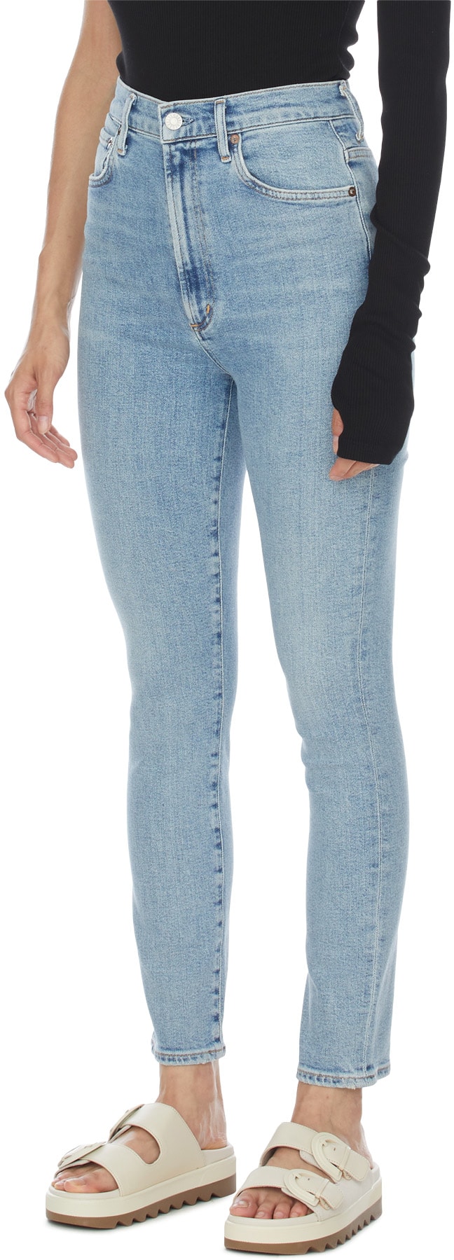 AGOLDE: Blue Pinch Waist Ultra High Rise Skinny Jeans - 2