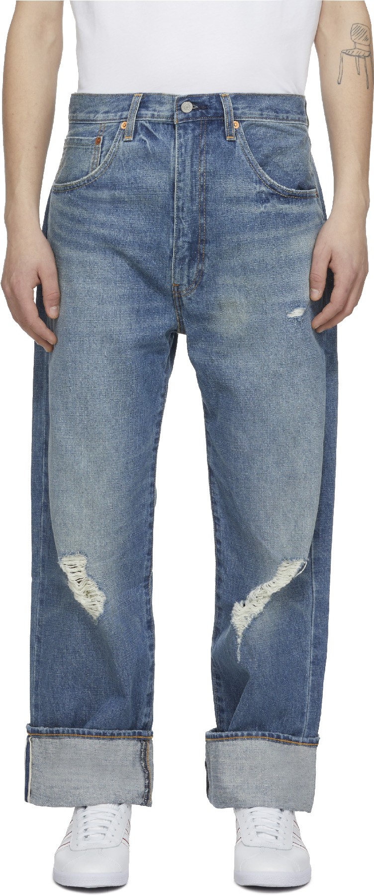 Levis: Blue 50's Straight Jeans - 1