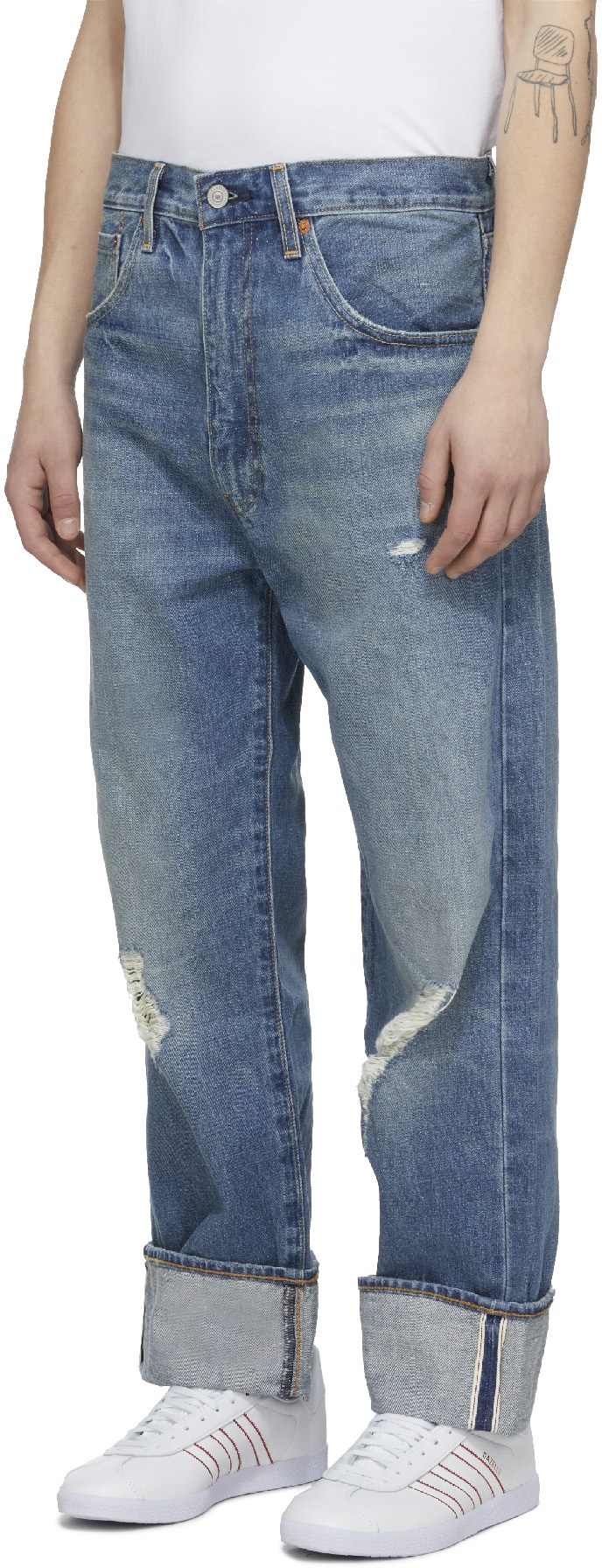 Levis: Blue 50's Straight Jeans - 2