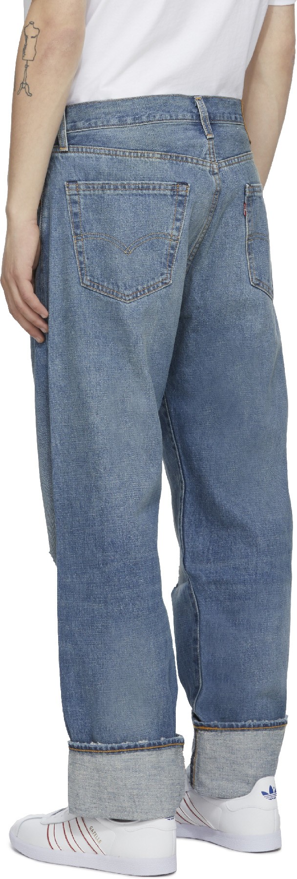 Levis: Blue 50's Straight Jeans - 3