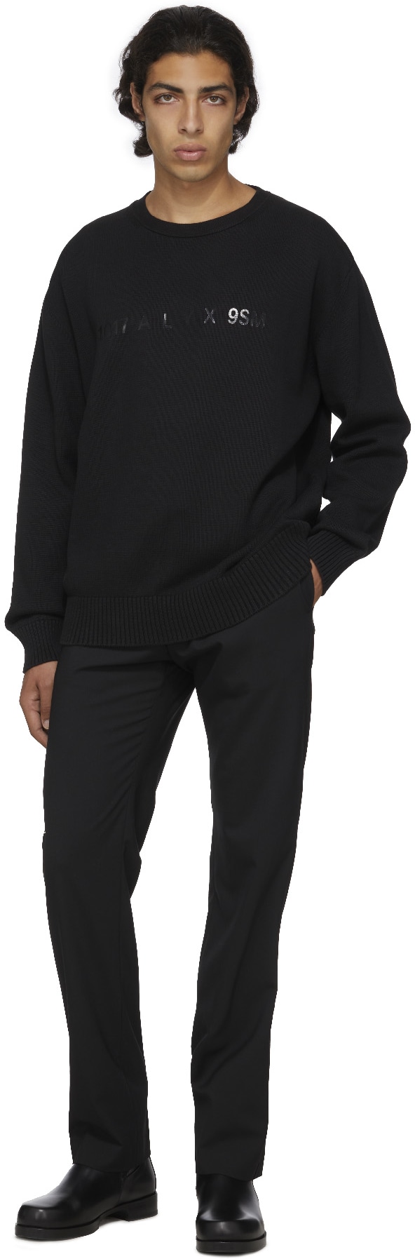 1017 ALYX 9SM: Black Treated Logo Knit Crew Sweater - 4