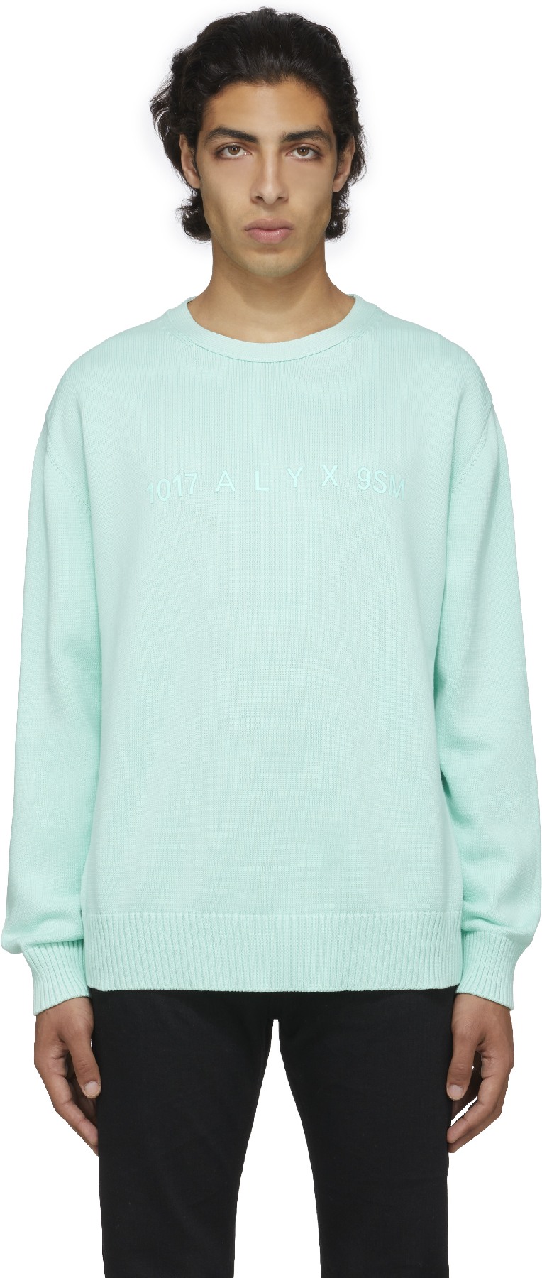 1017 ALYX 9SM: Green Treated Logo Crewneck Sweater - 1