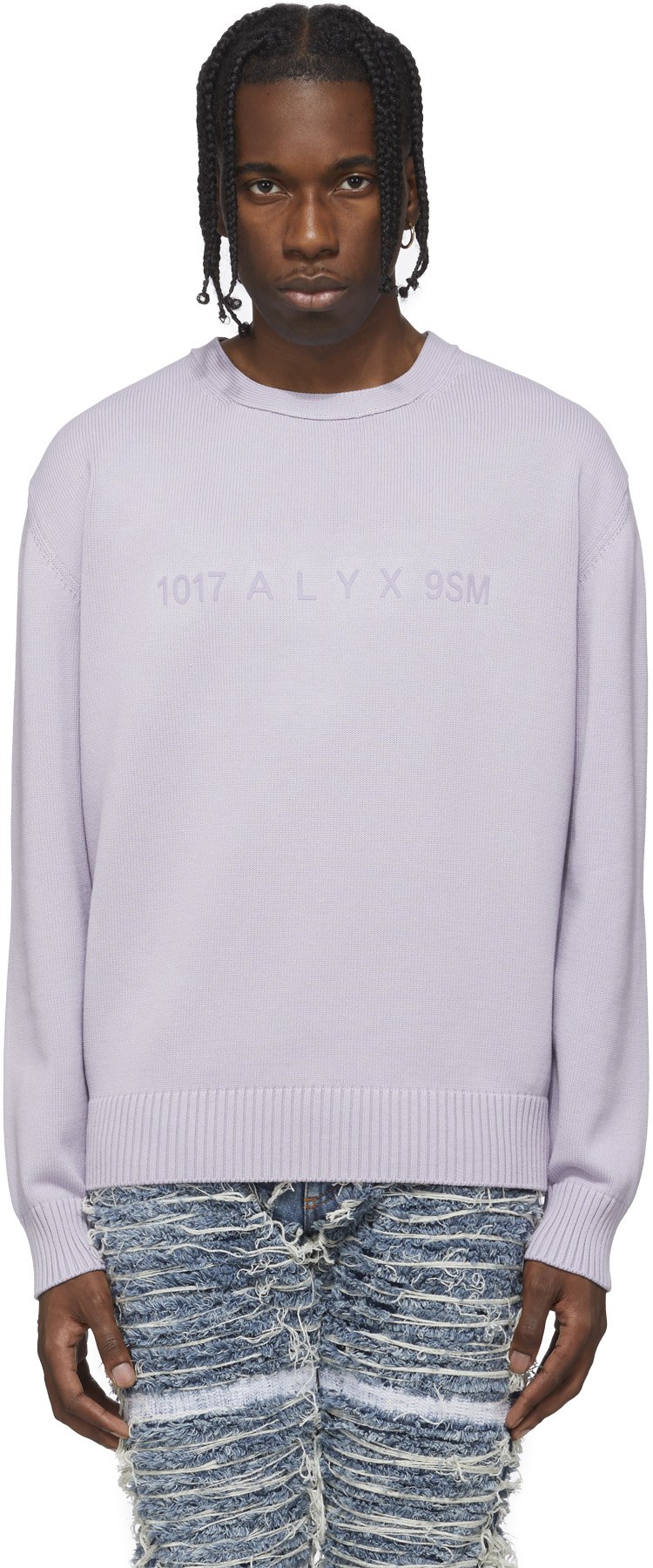 1017 ALYX 9SM: Purple Treated Logo Knit Crew Sweater - 1