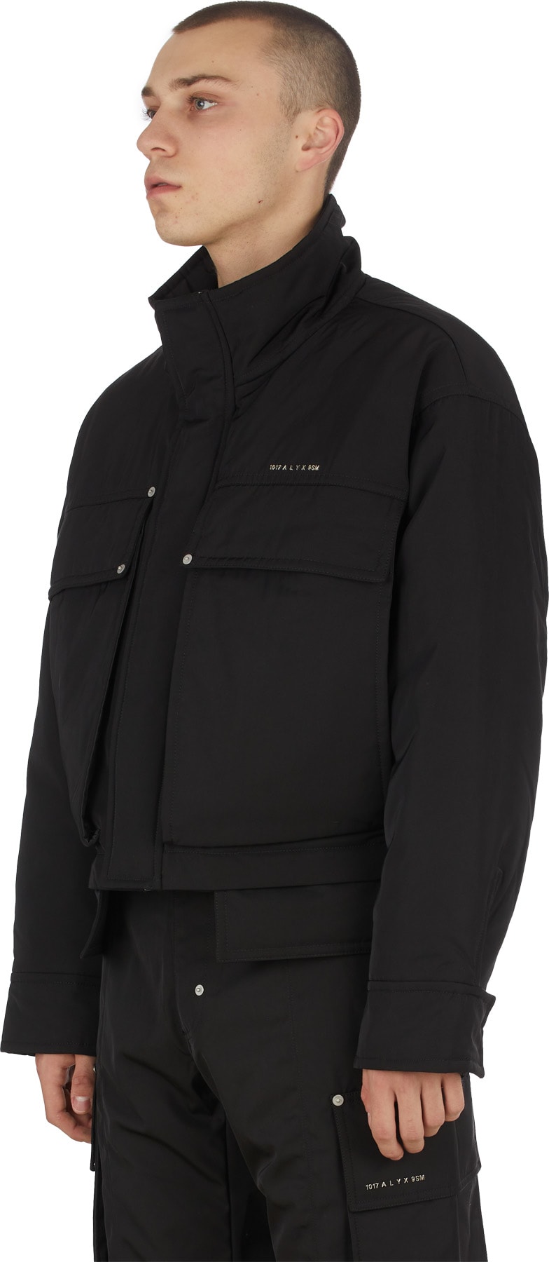 1017 ALYX 9SM: Noir Manteau Aviateur en Nylon Noir - 2