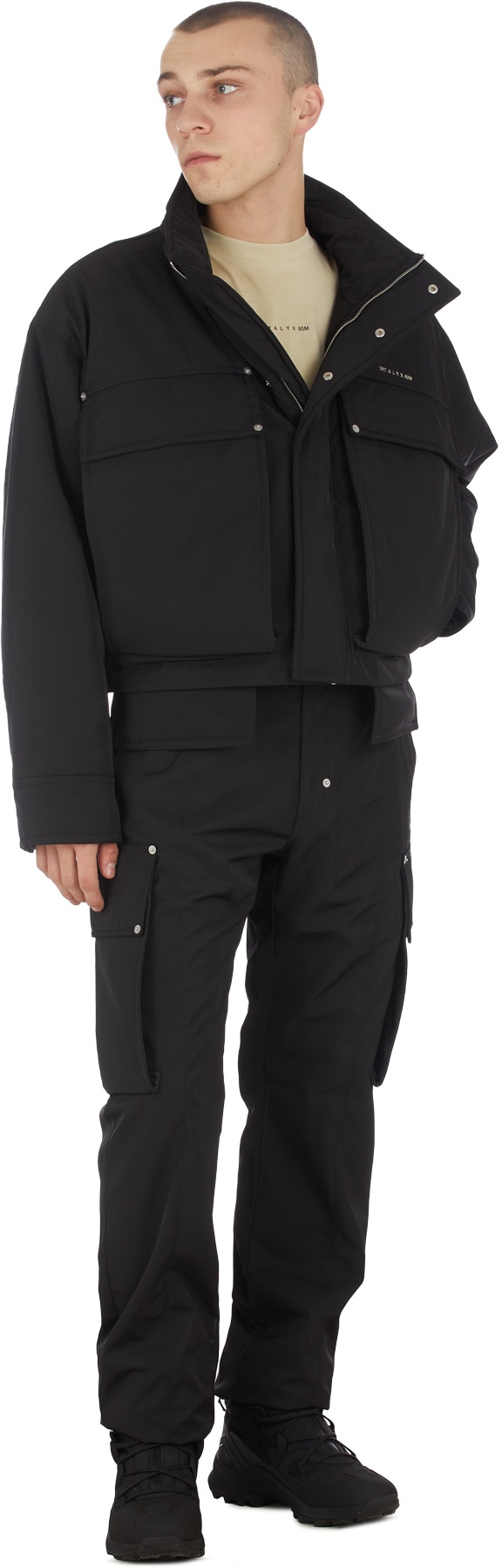 1017 ALYX 9SM: Noir Manteau Aviateur en Nylon Noir - 4