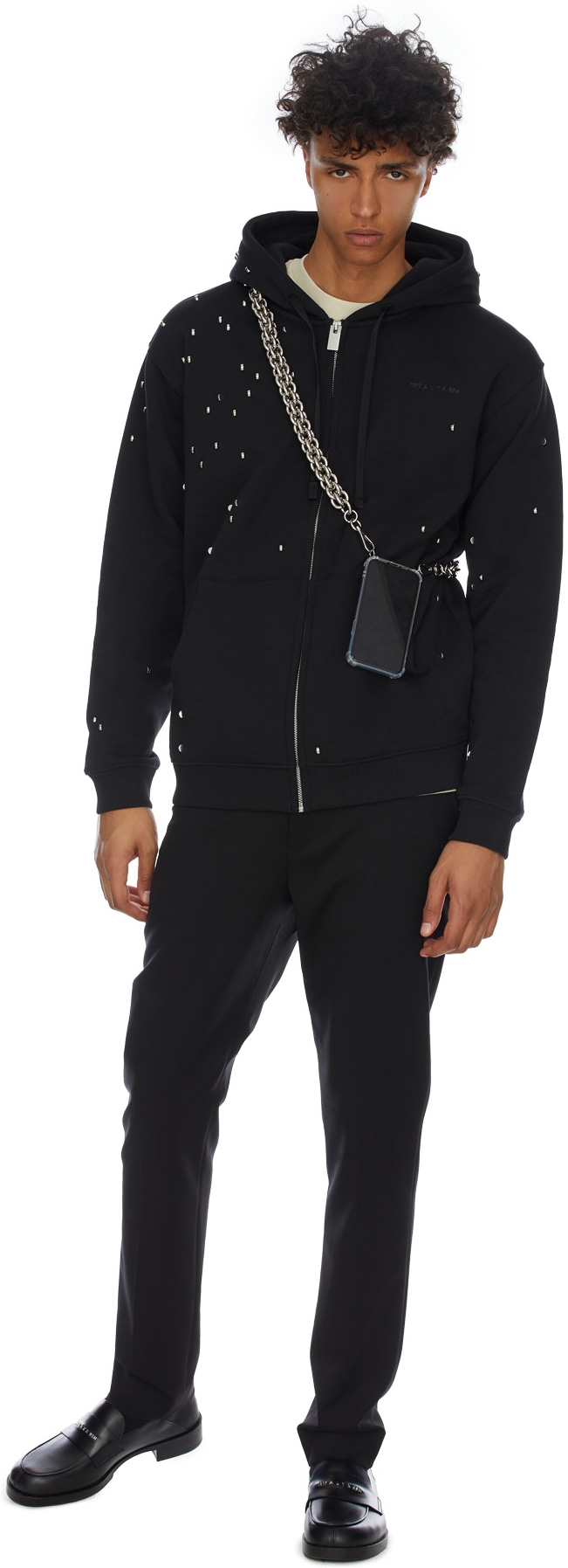 1017 ALYX 9SM: Noir Veste à Capuche Double Logo Noir - 4