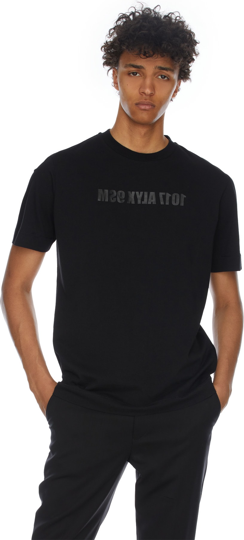 1017 ALYX 9SM: Noir T-Shirt Mirrored Logo Noir - 3