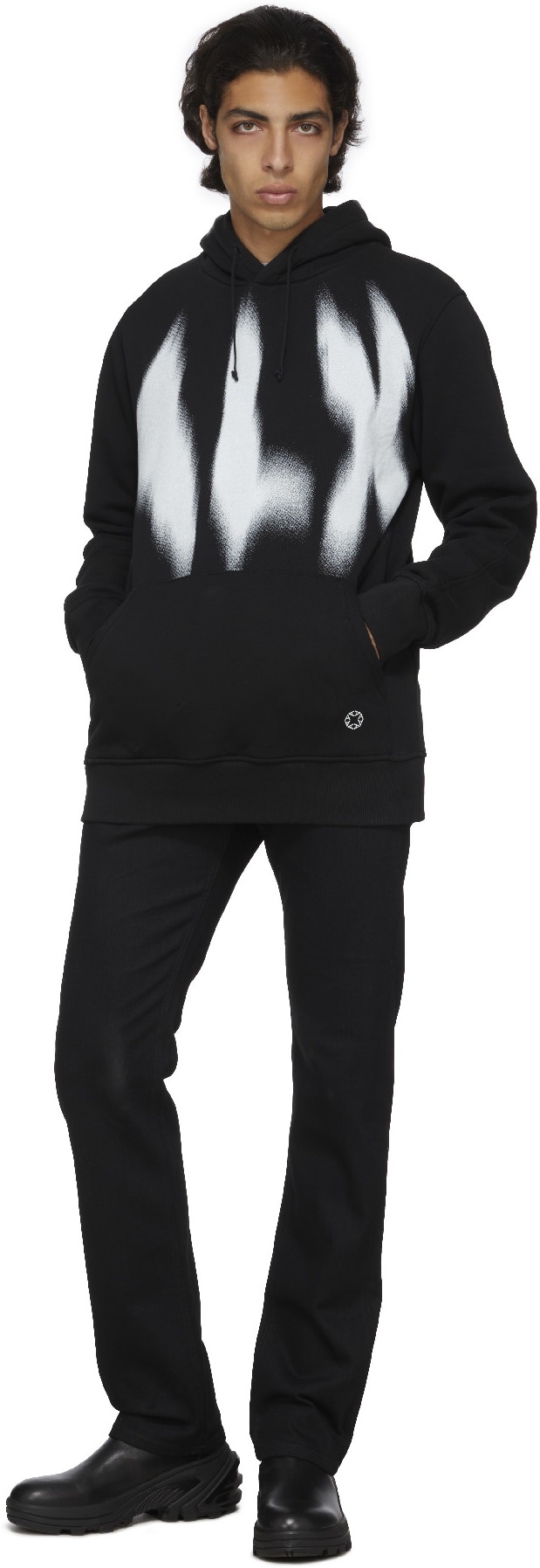 1017 ALYX 9SM: Noir Pull à Capuche Phantom Logo Noir - 4