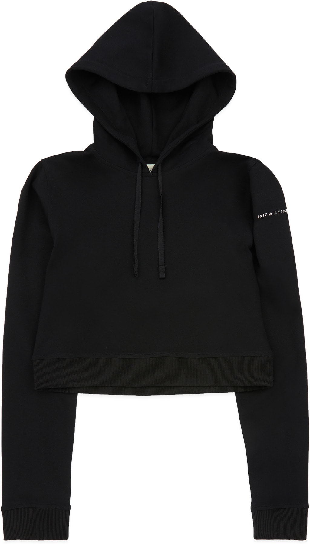 1017 ALYX 9SM: Black Sleeve Logo Cropped Hoodie - 1