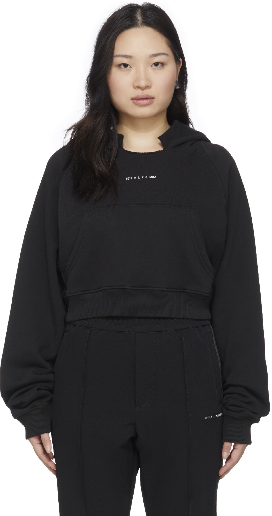 1017 ALYX 9SM: Black Collection Logo Cropped Hoodie - 1