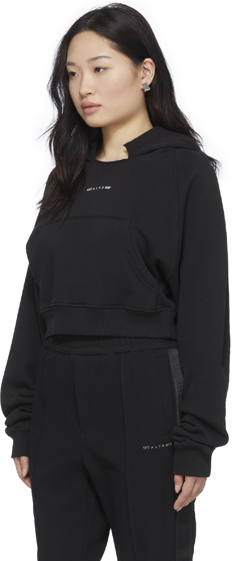 1017 ALYX 9SM: Black Collection Logo Cropped Hoodie - 2