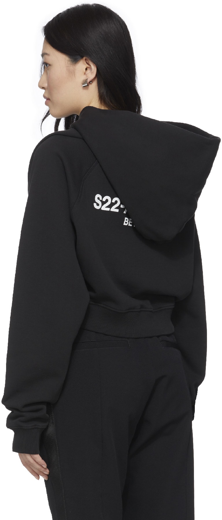 1017 ALYX 9SM: Black Collection Logo Cropped Hoodie - 3