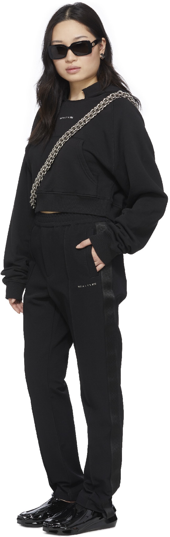 1017 ALYX 9SM: Black Collection Logo Cropped Hoodie - 4