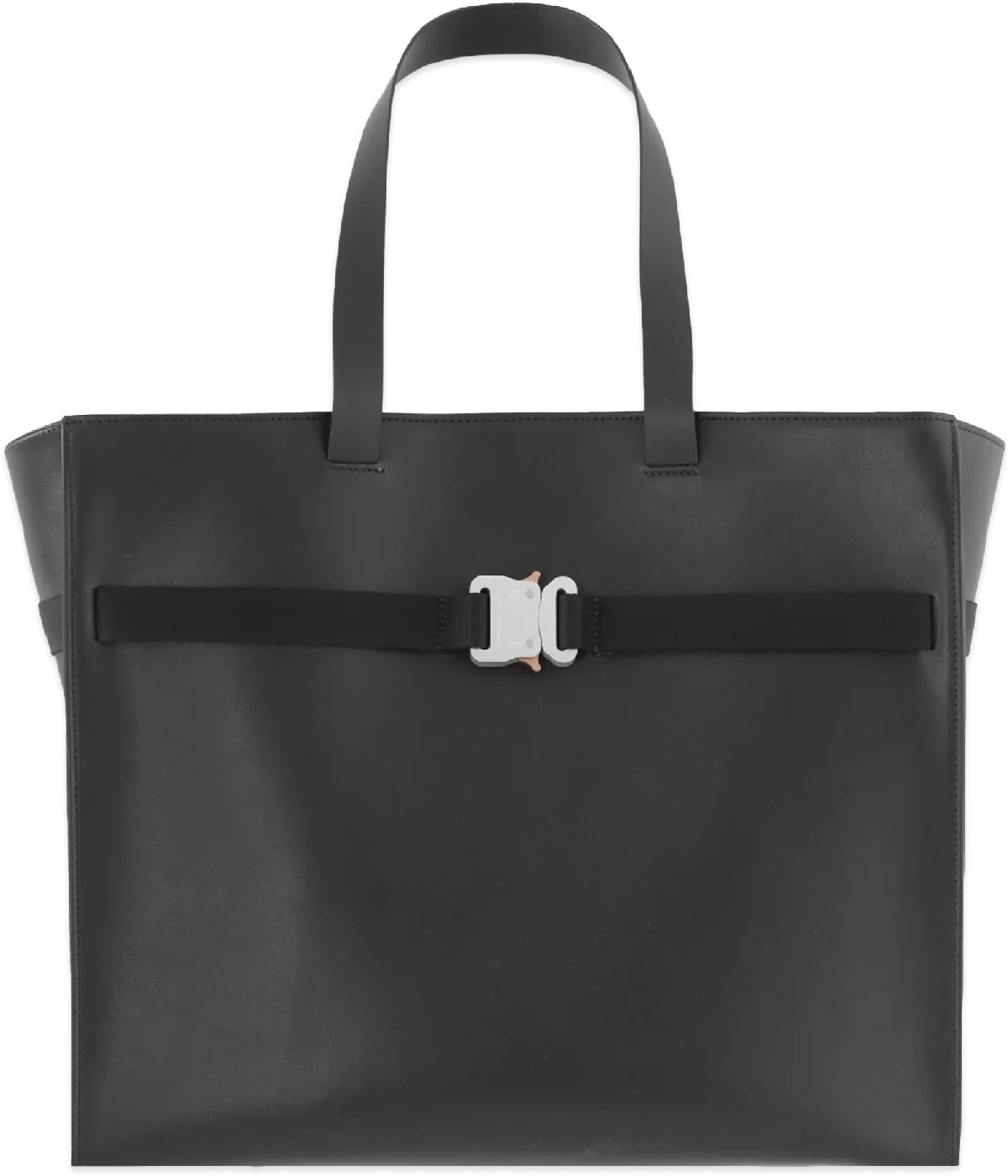 1017 ALYX 9SM: Black Leather Buckle Tote Bag - 1