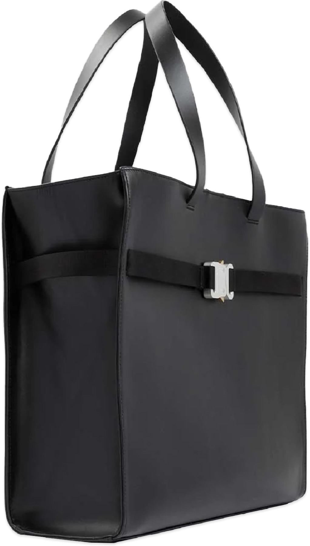 1017 ALYX 9SM: Black Leather Buckle Tote Bag - 3