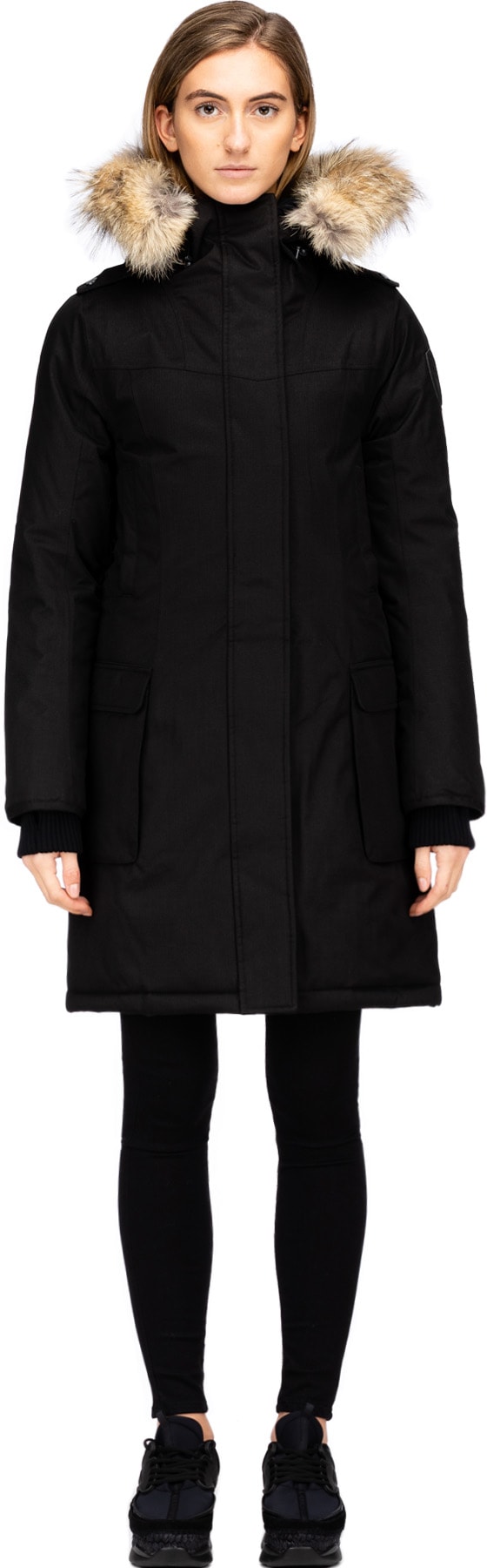 Nobis: Noir Parka Abby Longueur de Genou Encapuchonné Noir - 1