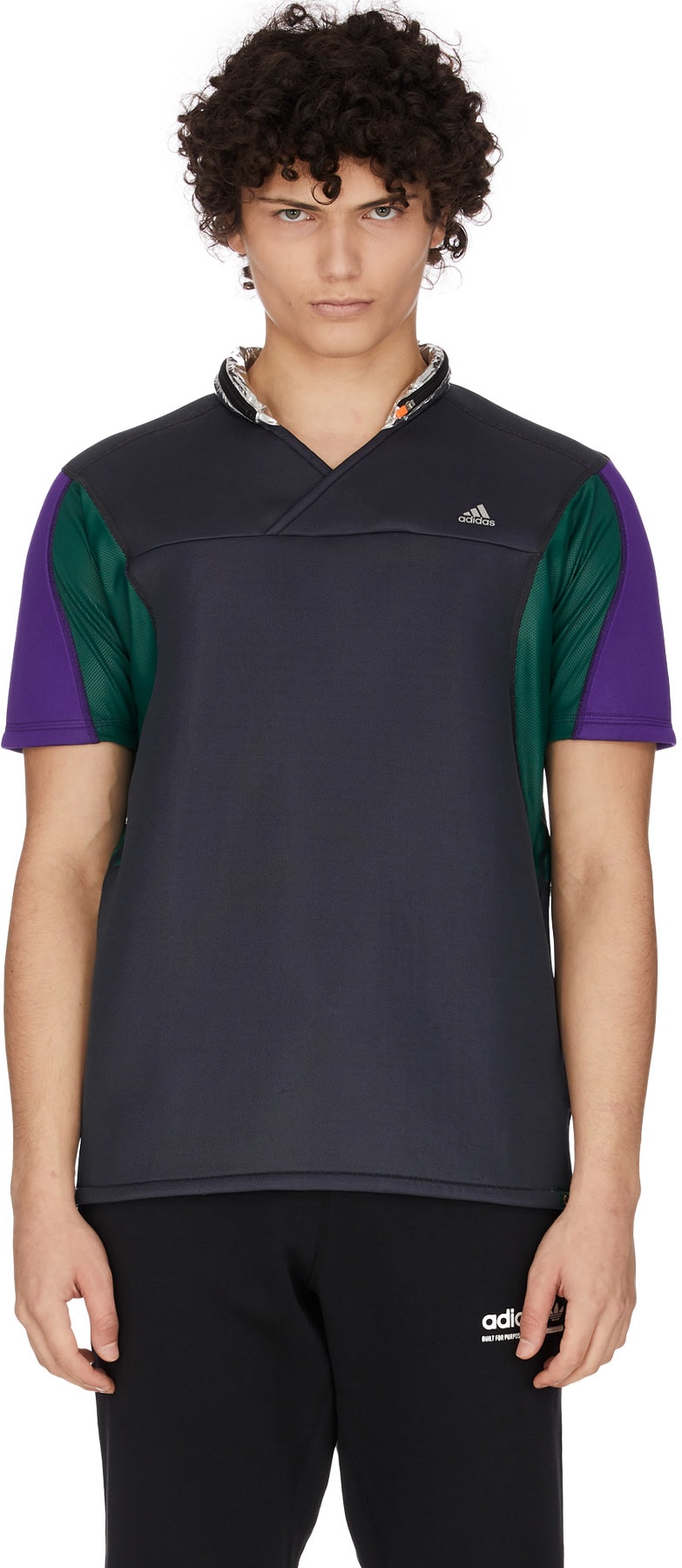 adidas by Kolor: Grey Short Sleeve Knit Top - 1