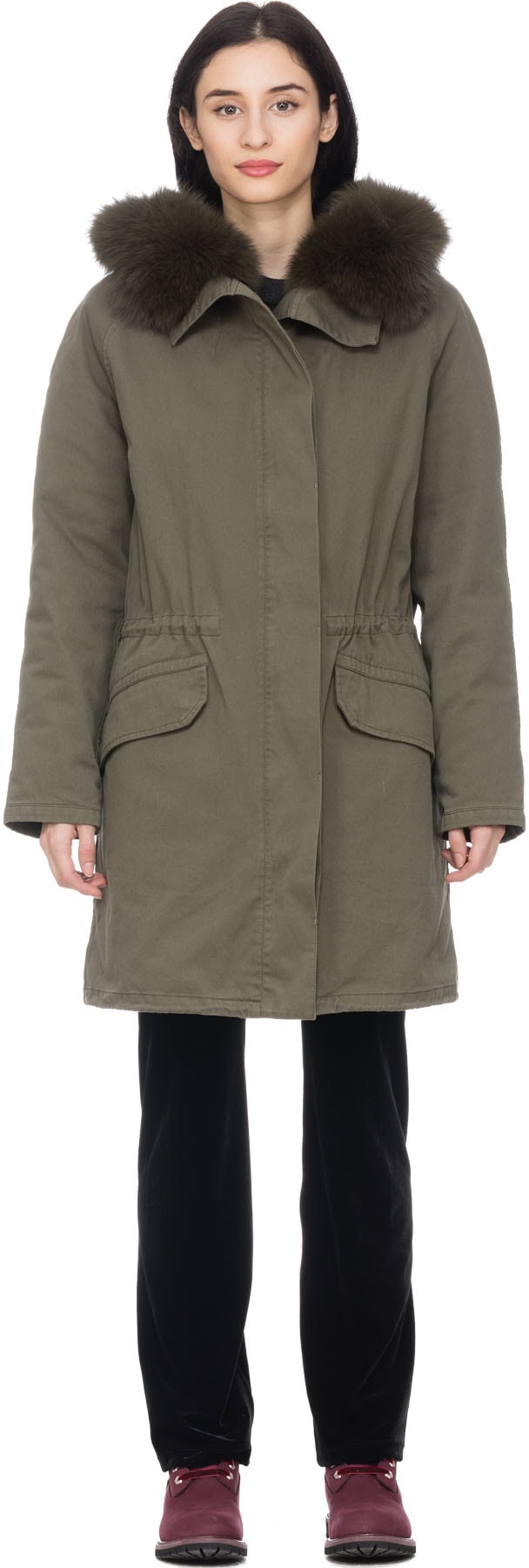 Yves Salomon: Green Hunter Rex Rabbit Lined Parka - 1