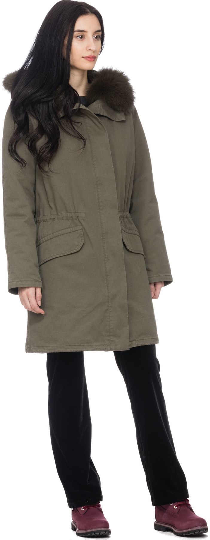 Yves Salomon: Green Hunter Rex Rabbit Lined Parka - 4