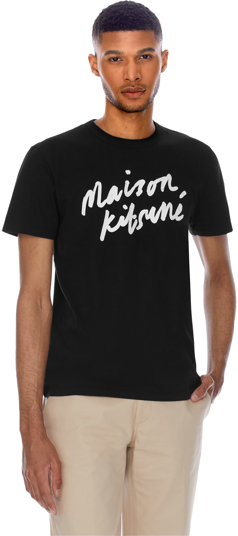 Maison Kitsuné: Black Handwriting Classic T-Shirt - 3