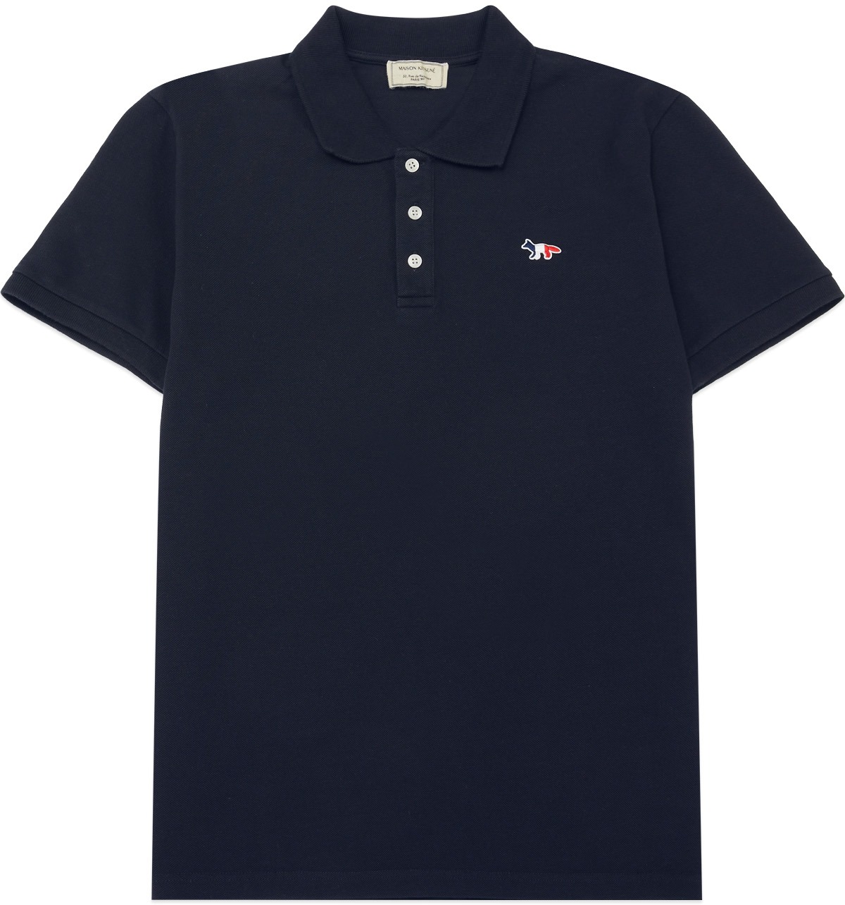 Maison Kitsuné: Bleu Polo Classique Tricolor Fox Patch Bleu - 1