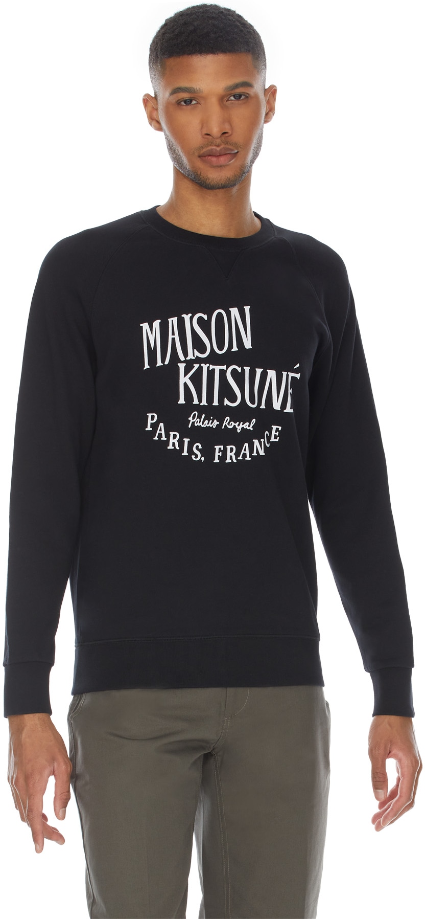 Maison Kitsuné: Black Palais Royal Classic Crew Sweater - 3