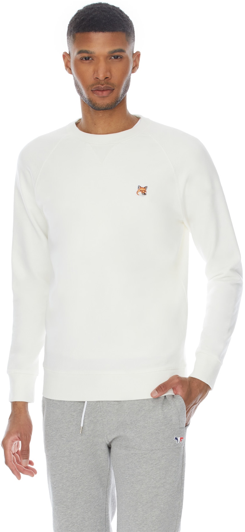 Maison Kitsuné: Neutrals Fox Head Patch Classic Pullover Sweater - 3