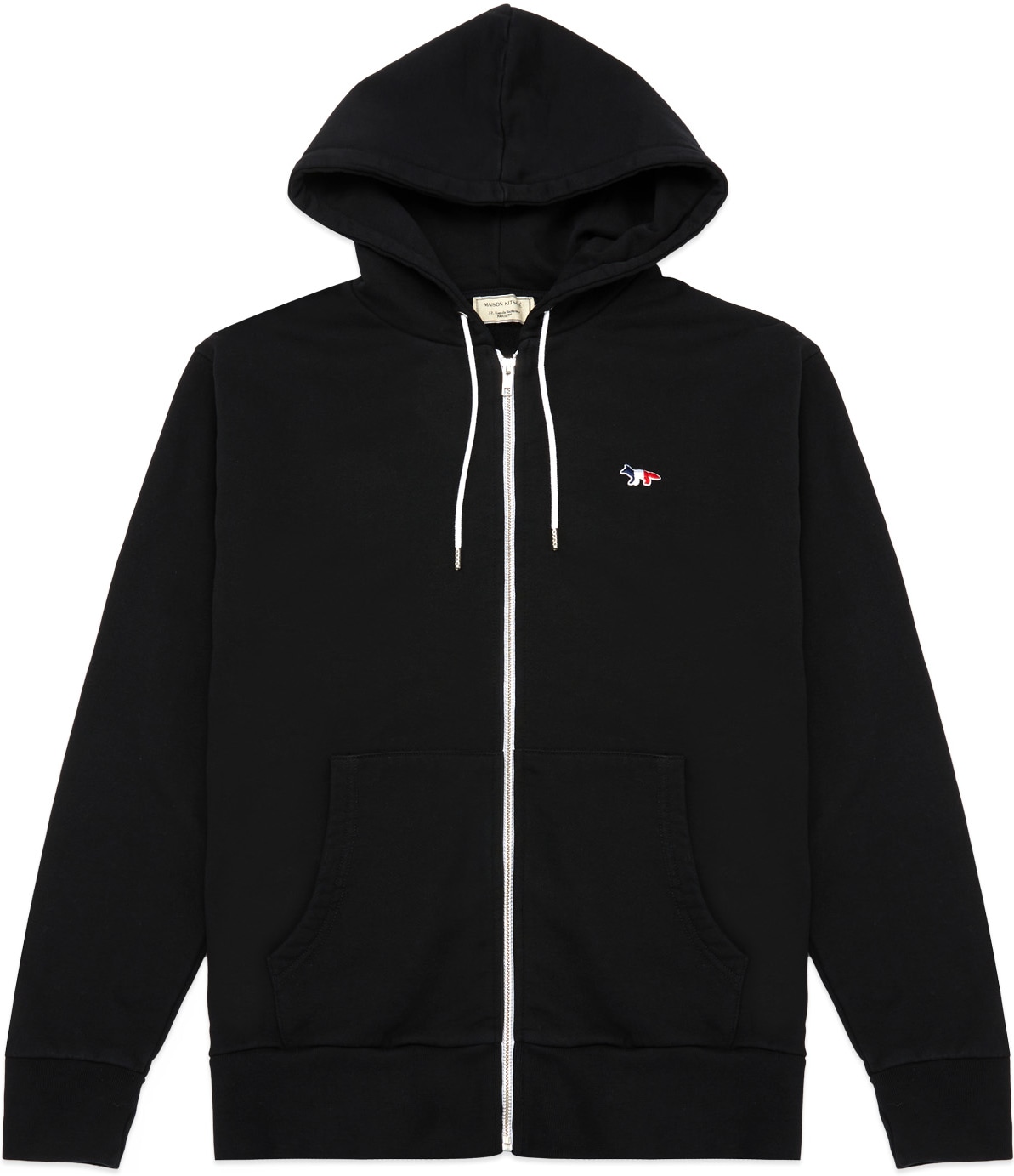 Maison Kitsuné: Black Tricolor Fox Patch Zip Hoodie | influenceu United  States | influenceu