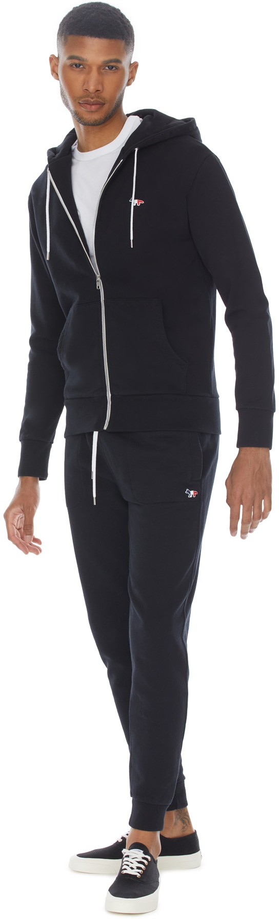 Maison Kitsuné: Black Tricolor Fox Patch Zip Hoodie - 4